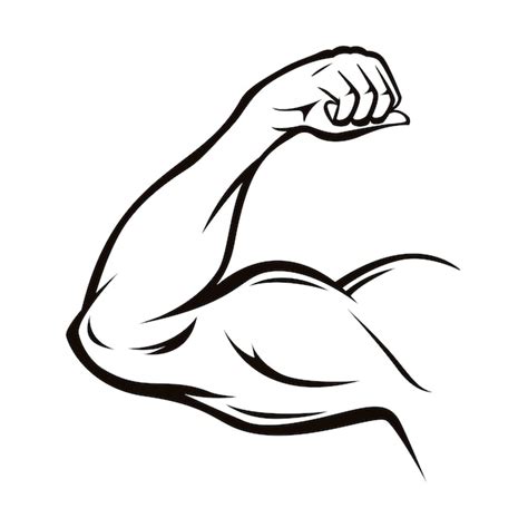 Premium Vector Black Thin Line Strong Male Arm Workout Pose Symbol Of