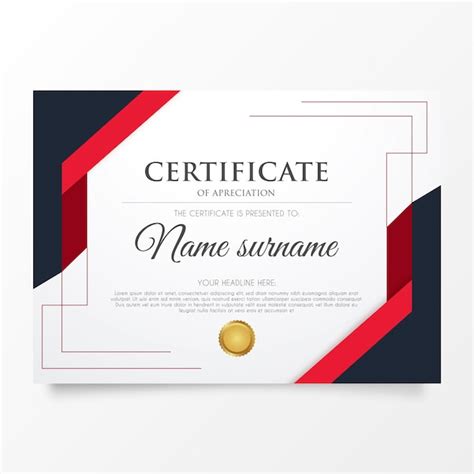Modern Red Certificate Template With Abstract Shapes Free Vector