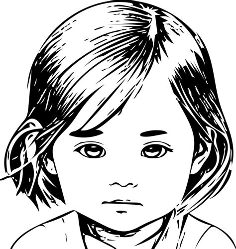 Beautiful Girl Face In Simple Line Art 17586864 Vector Art At Vecteezy