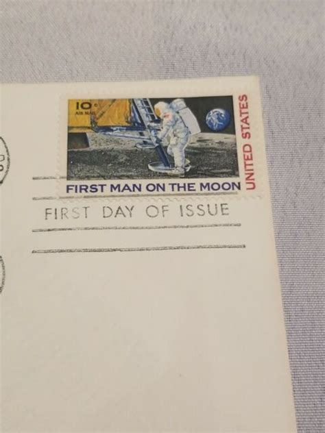 Apollo 11 First Man On The Moon Landing Stamp Dual Postmark First Day