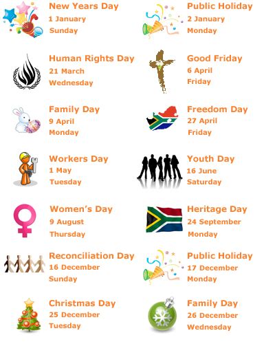 Public Holidays Sa Wedding Guide