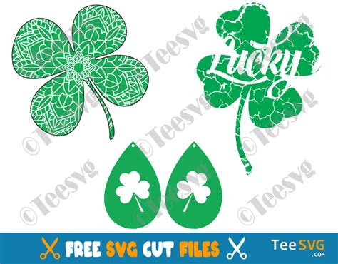 Shamrock Svg Free Bundle Images Mandala Earring Celtic Lucky Distressed