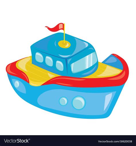 Cartoon Boat On White Background A Toy Ship Vector Image On Vectorstock