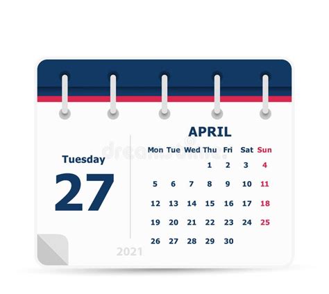 2021 Simple Color Calendar Flat Design Stock Vector Illustration Of