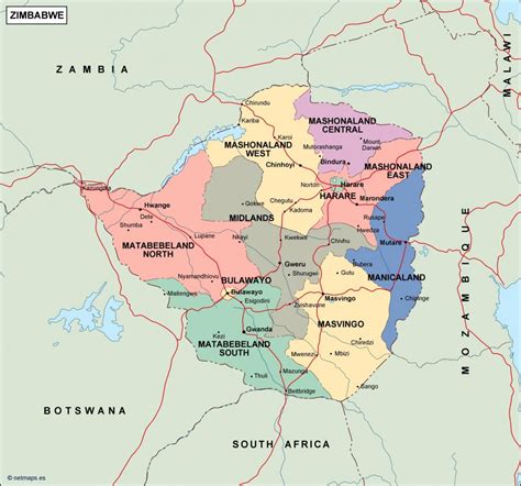 Zimbabwe Political Map Vector Eps Maps Eps Illustrator Map Vector