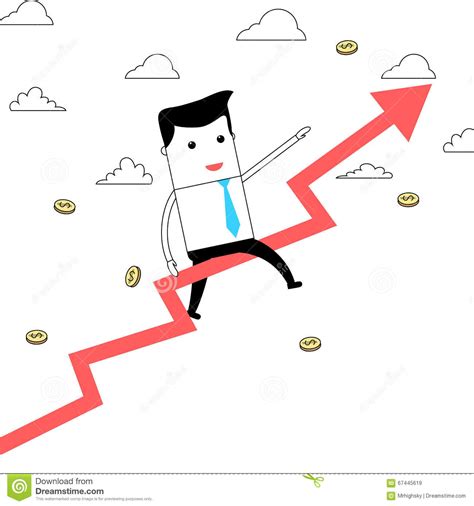 Cartoon Man Riding A Success Arrow Stock Illustration Illustration Of
