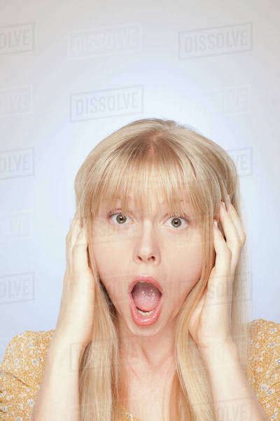 Portrait Of Woman Yelling Stock Photo Dissolve
