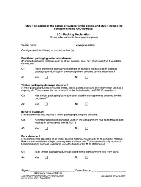 Packing Declaration Form Fill Out And Sign Printable Pdf