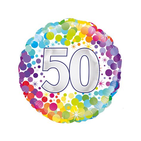 18 50th Colourful Confetti Birthday Roundfoil Balloon Enchimento Empty