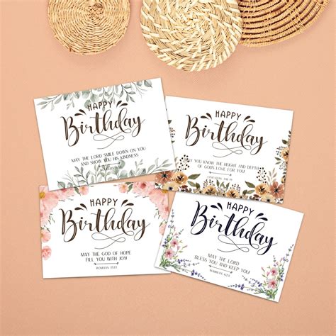 Printable Scripture Birthday Cards Set Of 4 Greeting Cards Christian