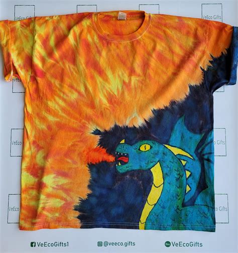 Hand Tie Dyed Fire Breathing Dragon Design 100 Cotton Etsy