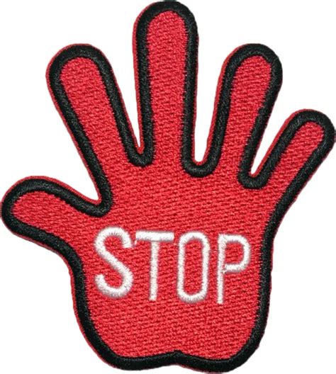 Stop Hand Sign Pause Break Signal Symbol Embroidered Applique Sew Iron