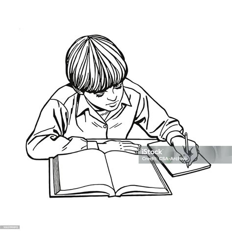 Student Doing Homework Stock Illustration Download Image Now