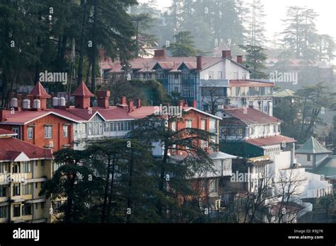 Tiered Houses In Shimla Himachal Pradesh India Stock Photo Alamy