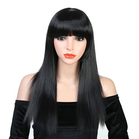 Pageup 26 Inch Long Straight Black Wig Hairstyles Heat Resistant