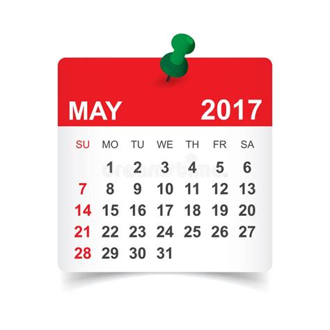 Maj 2017 Kalender Vektor Illustrationer Illustration Av Diagram 80260031