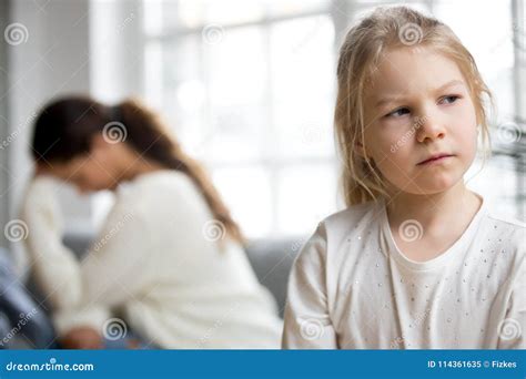 Sulky Offended Daughter Ignoring Desperate Mother Tired Of Diffi