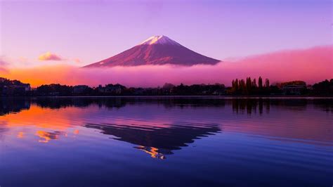 Picture Of Mount Fuji In Japan With Added Colour Effects 1920x1080