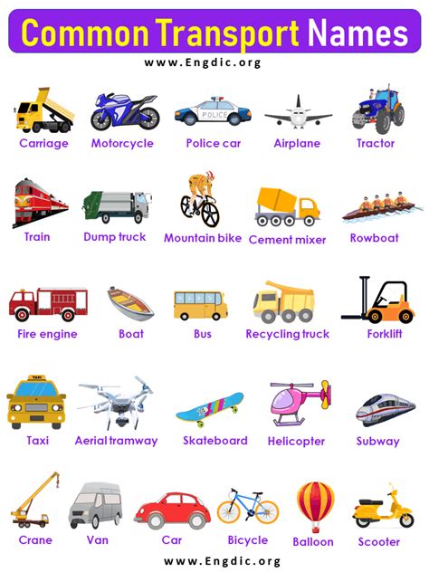 Most Common Transport Names With Pictures Download Pdf Artofit