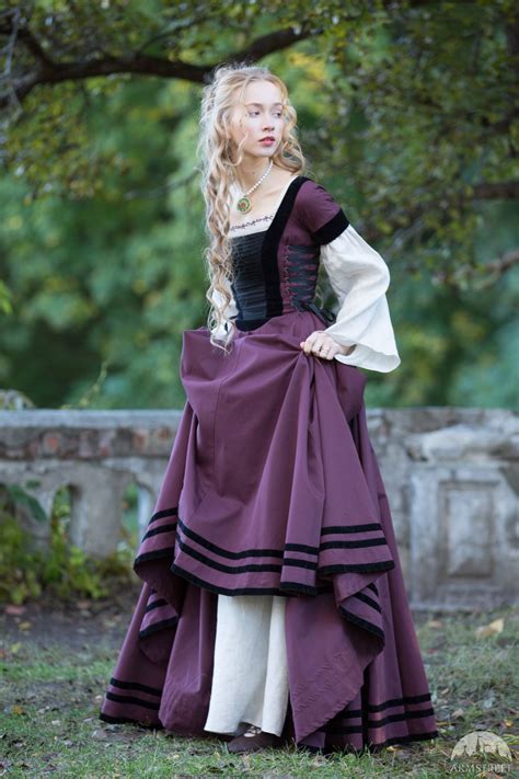Fitted Dress With Velvet Renaissance Memories Xvi Century Etsy