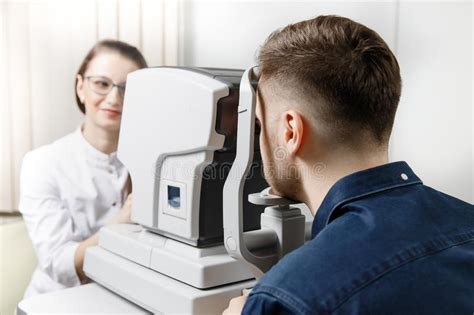 Slit Lamp Eye Oculist Doctor Control Cornea And Retina Exam