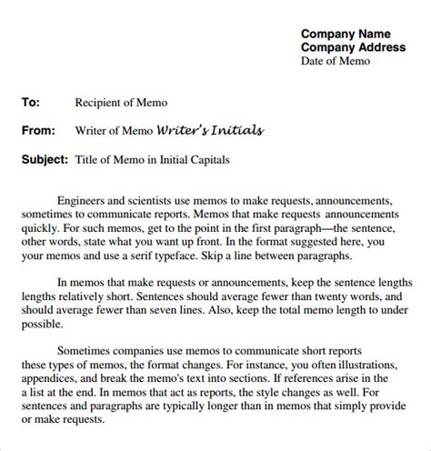 9 sample memo letter to employee corpus beat. FREE 7+ Company Memo Templates in Google Docs | MS Word ...