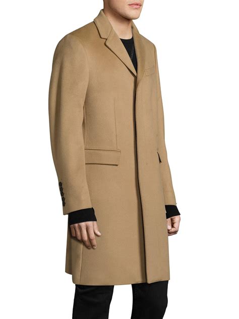 Burberry Hawksley Wool And Cashmere Overcoat In Camel Blue For Men Lyst