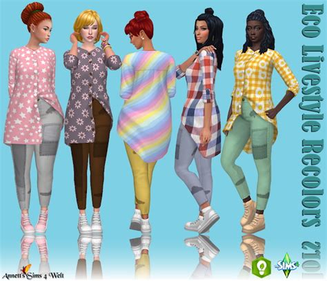 Eco Lifestyle Outfit Recolors At Annetts Sims 4 Welt Sims 4 Updates