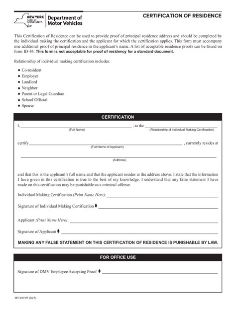 Fillable Form Id 44edl Certification Of Residence New Fill Out And