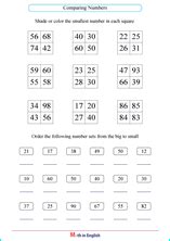 comparing numbers  ordering numbers printable math worksheets