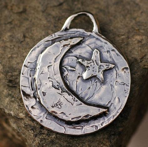 Moon Pendant With Star In Sterling Silver Pn Etsy Moon Pendant