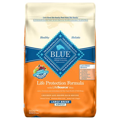 Together let's discuss the best dog food to feed their affectionate and playful vibes! Blue Buffalo Large Breed Adult Dog Food Chicken & Rice, 30lbs