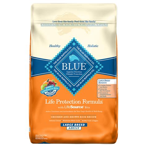 This blue buffalo chicken and brown rice formula provides superior nutrition plus a unique nutrient and antioxidant package specifically formulated for. Blue Buffalo Large Breed Adult Dog Food Chicken & Rice, 30lbs