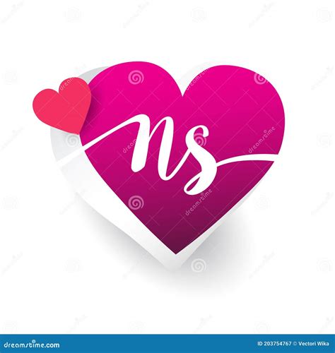 Initial Logo Letter Ns With Heart Shape Red Colored Logo Design For