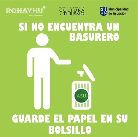 A Green Poster With A Man Pointing To A Trash Can And The Words Si No