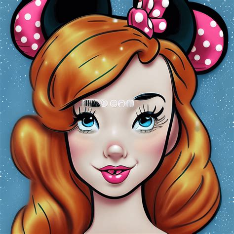 Beautiful Redhead Disney Princess Wearing Minnie Mouse · Creative Fabrica