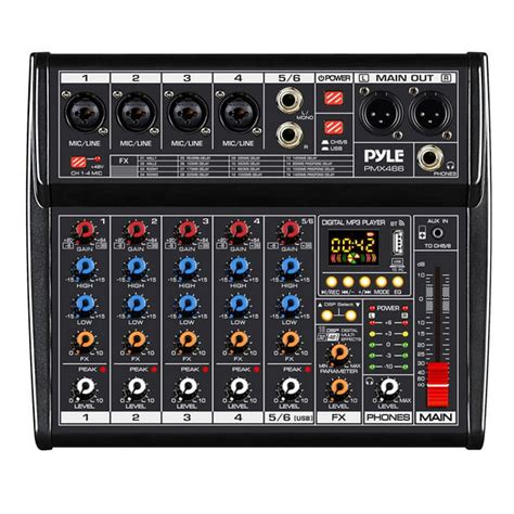 Pyle Pmx466 6 Channel Audio Mixer W Recording Interface Built In