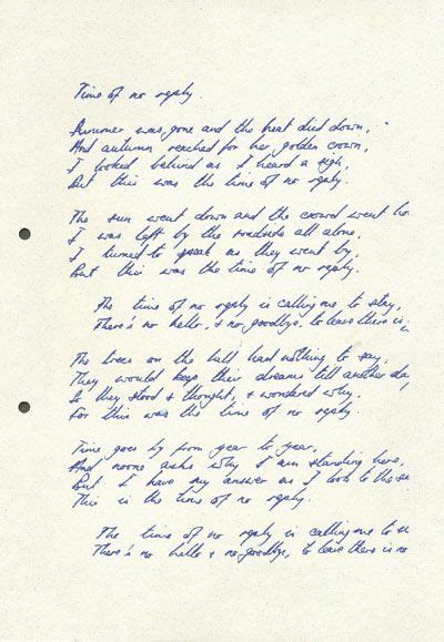 Time Of No Reply In Nick Drakes Own Handwriting Nick Drake