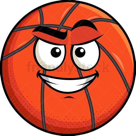 Cunning Evil Face Basketball Emoji Cartoon Clipart Vector Friendlystock