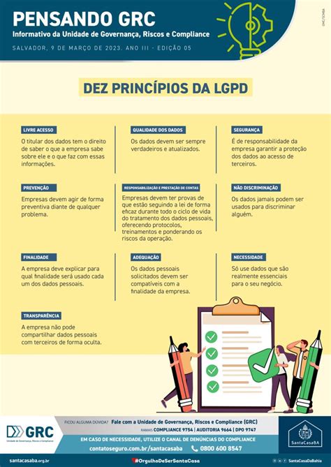 Dez princípios da LGPD Santa Casa da Bahia