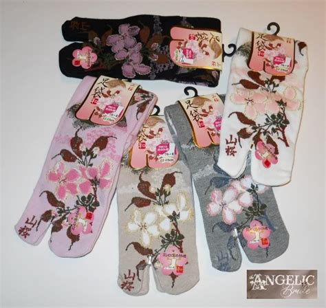 Japanese Cherry Flower Tabi Socks Split Toe Geisha Ninja Kimono Geta Flip Flops Ebay