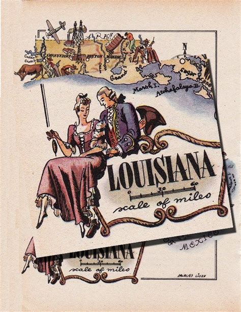 Map Of Louisiana From 1946 By French Artist Jacques Liozu Digital