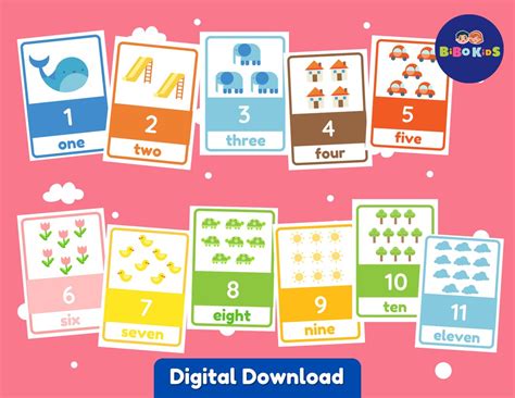 Counting Numbers Flashcards Printable Kids Flashcards Kids Etsy