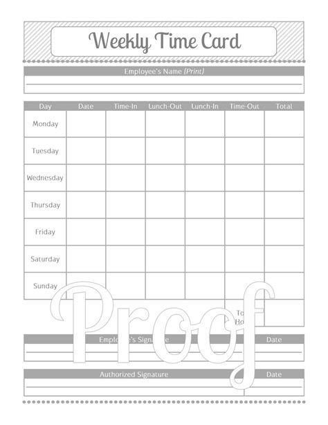 A timecard is really handy when you have to track time spent on a particular project, say bi weekly timecard template excel free download. Weekly Time Card Grey and White Instant by OrganizedCandyShoppe