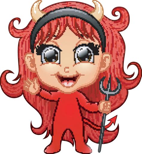 Cute Pixelated Red Devil Girl Vinyl Decal Sticker Shinobi Stickers