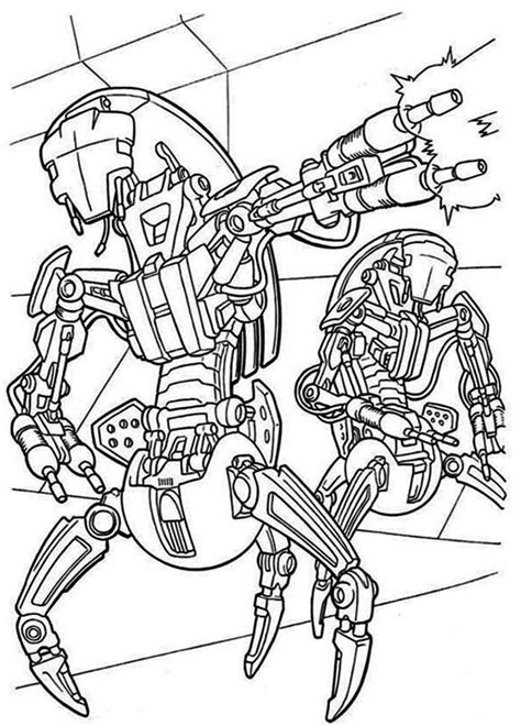 These star wars coloring pages are simple featuring just the most popular star wars characters. Droidekas Shooting Laser Gun in Star Wars Coloring Page ...