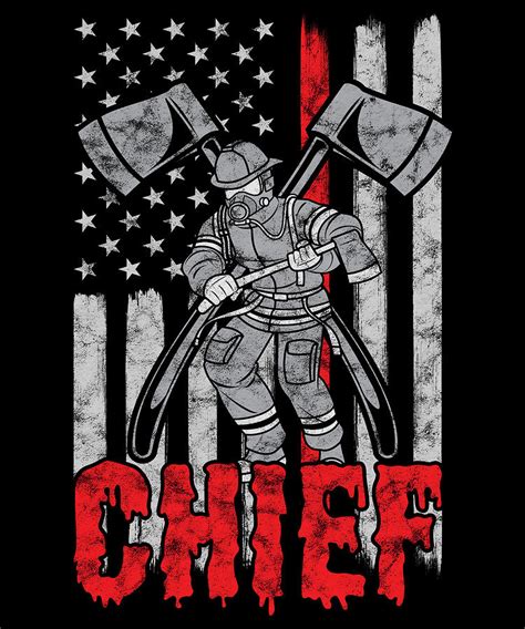 Firefighter Chief American Flag Thin Red Line Digital Art By Michael S