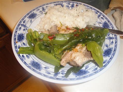 Hmong Food Boiled Pork Ribs Hmong Greens Wrice And Pepper This Is