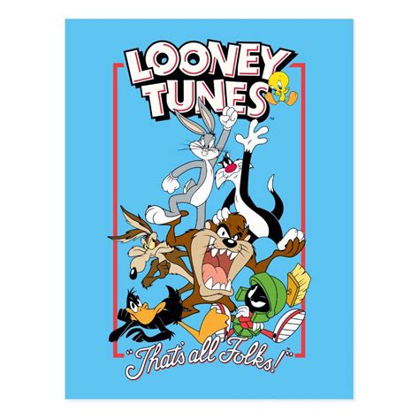 looney tunes™ that s all folks ™ group stack postcard zazzle looney tunes thats all folks