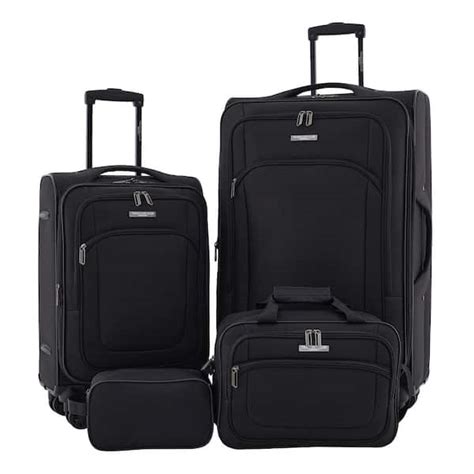 Travelers Club 4 Piece Expandable Black Upright Rolling